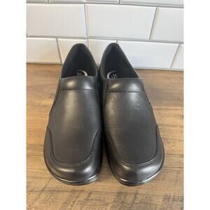 Klogs Clog Shoes Women's 8.5M Black Leather Comfort Slip On Platform Wedge